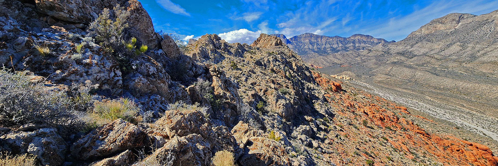 Around Next High Point is a Gradual Descent to Brownstone Basin. Gray Cap Peak Ahead. | Gray Cap Ridge / Brownstone Basin Loop | La Madre Mountains Wilderness, Nevada