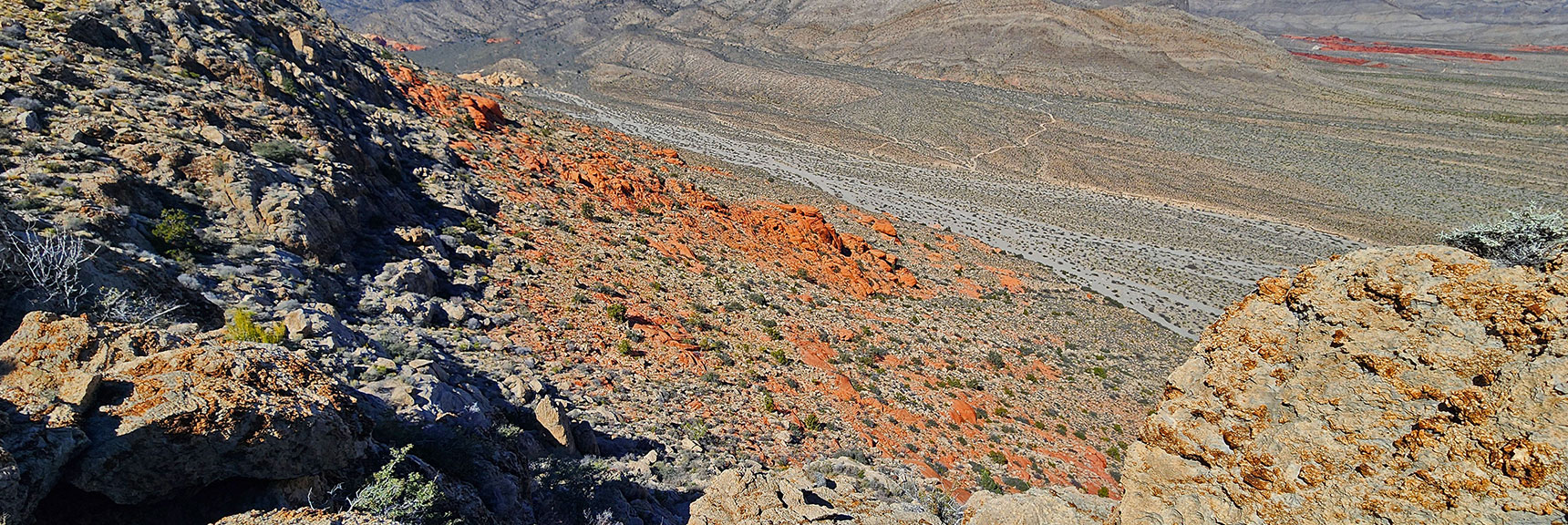 Larger View of Brownstone Basin Descent Slope. | Gray Cap Ridge / Brownstone Basin Loop | La Madre Mountains Wilderness, Nevada