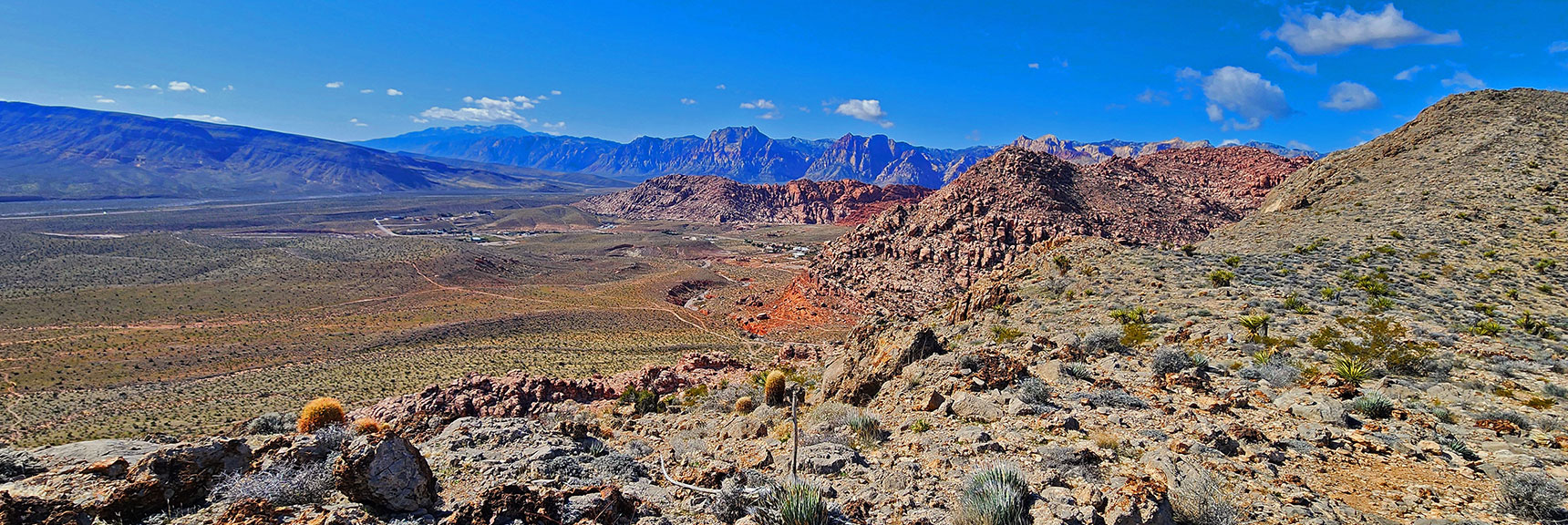 Three Great Overlooks Before the Southeast Summit. Calico Basin Below. | Gray Cap Ridge Southeast Summit | La Madre Mountains Wilderness, Nevada