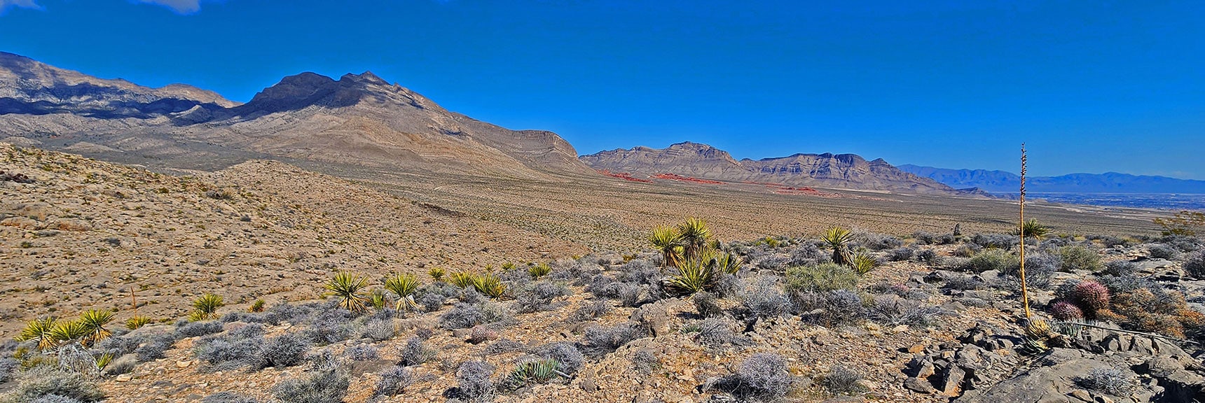 Brownstone Basin to the Right. Damsel Peak and Summerlin Ridge in View. | Gray Cap Ridge Southeast Summit | La Madre Mountains Wilderness, Nevada