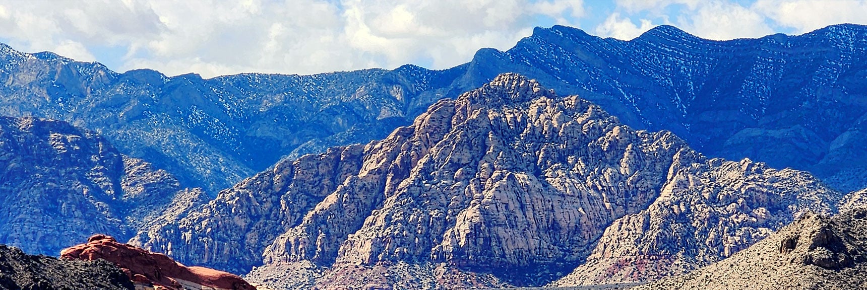 Larger View of White Rock Mt. in Red Rock Canyon. Wilson Ridge Background. | Gray Cap Ridge Southeast Summit | La Madre Mountains Wilderness, Nevada