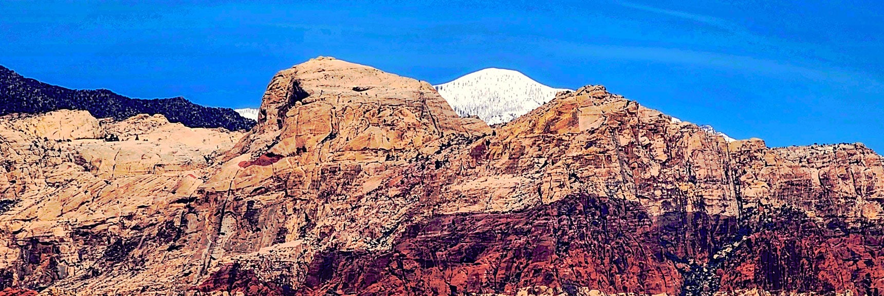 Griffith Peak Seen Between Bridge Mt. & Bridge Point. | Blue Diamond Hill Southern Ridgelines | Red Rock Canyon, Nevada