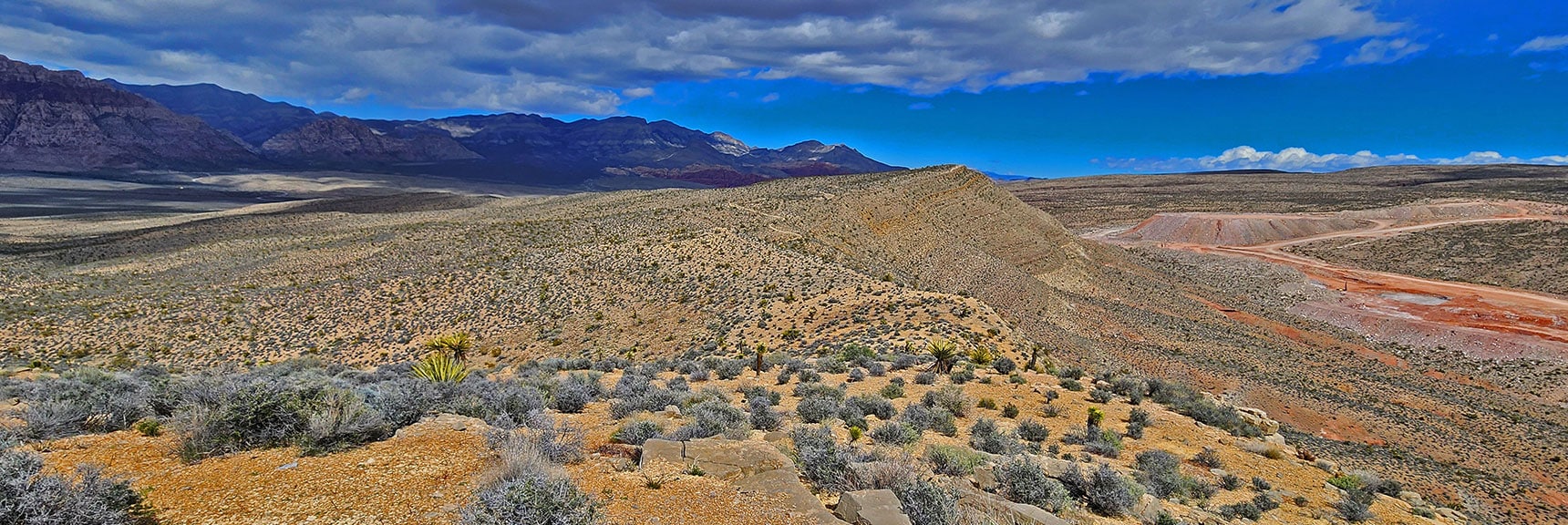Ridgeline Looking North to Mid High Point. Gypsum Mining on Right. | Western High Ridge | Blue Diamond Hill, Nevada